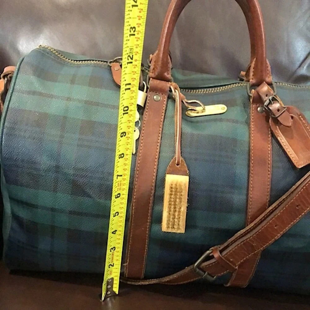 RALPH LAUREN Black Watch Plaid Speedy Boston Travel Vacation Camp Shoulder Bag